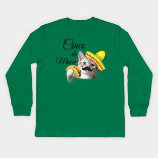 Cinco de Meow Kids Long Sleeve T-Shirt